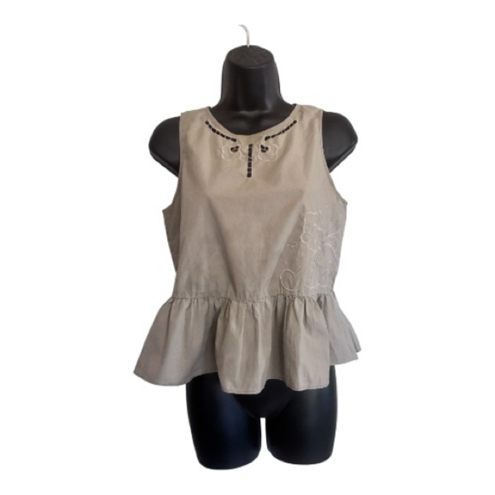 Madewell Embroidered Peplum Sleeveless Top Size S